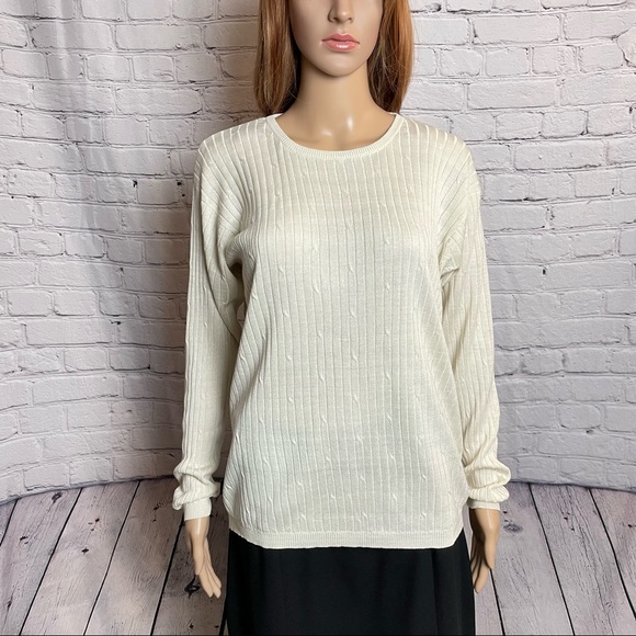 Gallant Silk Knit Sweater White Size L - Picture 1 of 10